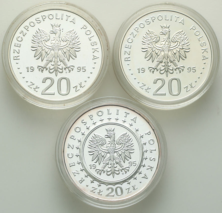 III RP. 20 złotych 1995, zestaw 3 monet